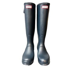 Hunter Boots Women's 9 Original Tall Rubber Waterproof Casual Rain Navy Blue